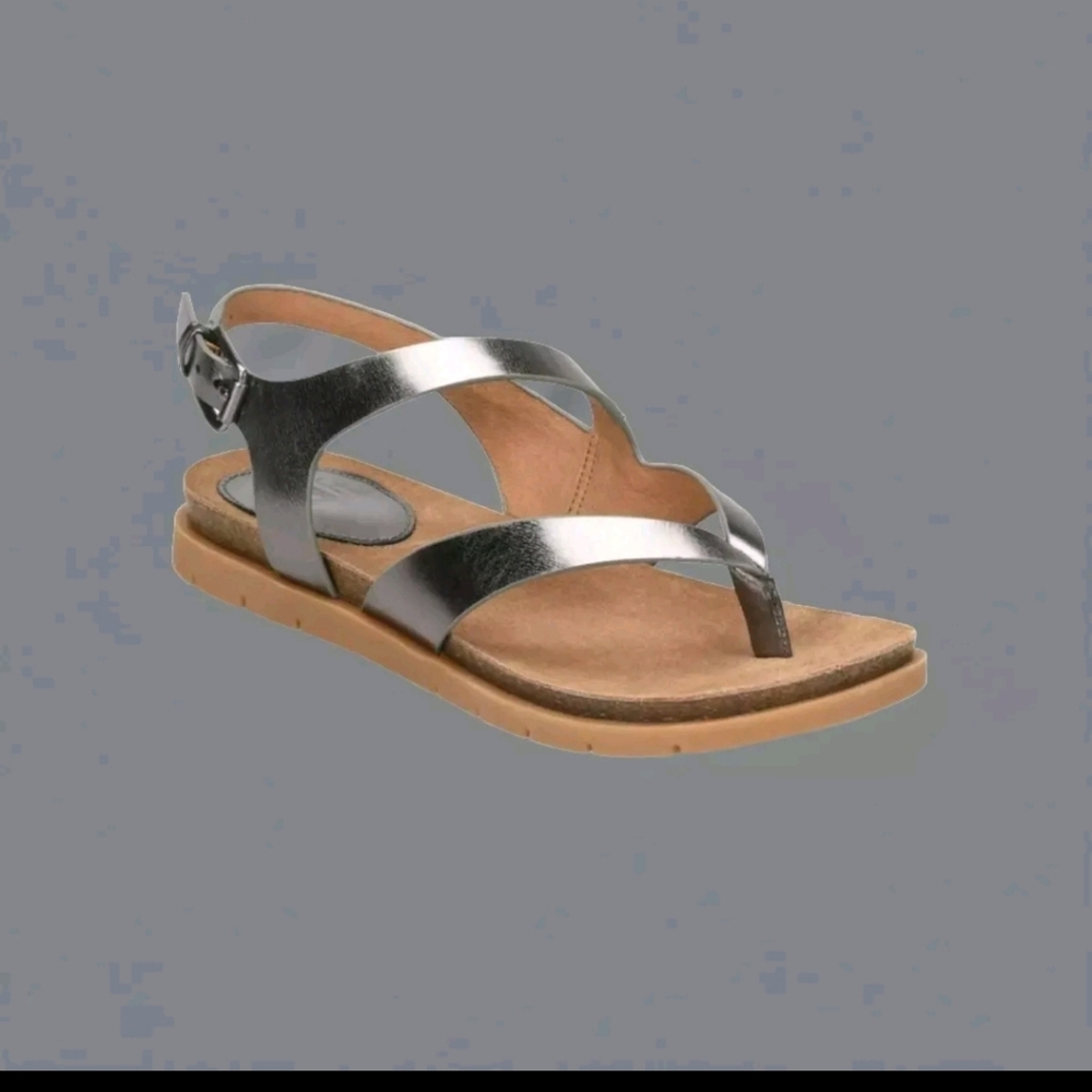 Sofft  Leather Womens  Metallic Silver Sandals Lr Size 10 M.